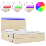  Krevet s LED trakama s uzglavljem Krema 180 x 200 cm tkanina | shoptok.hr