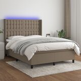  box spring s madracem LED smeđesivi 140x190 cm tkanina | shoptok.hr
