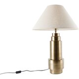 QAZQA Tafellamp brons stoffen kap beige 55 cm - Bruut | Shoptok.si