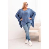 Kesi Włoski Plus Size women's sweater with acrylic in a loose fit and 3/4 sleeves denim | shoptok.hr
