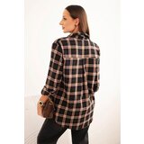 Kesi Włoski Women's cotton checkered shirt with a longer back black | shoptok.hr