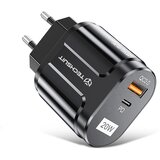 Techsuit Zidni punjač Premium (CHPD038) - USB-A, QC 3.0, USB-C, 20 W - crni Cene