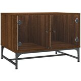 Maison Chic Klubska mizica - kavna mizica - Nizka mizica s steklenimi vrati rjavi hrast 68,5x50x50 cm, (21753229) Cene