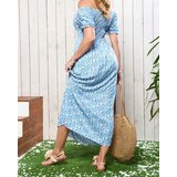 Resti Blue women's midi dress with floral pattern - Clothing | Shoptok.si