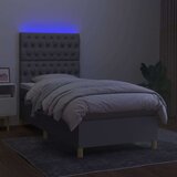  Box spring postelja z vzmetnico LED sv. siva 100x200 cm blago, (20726077) | Shoptok.si