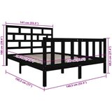  Za krevet od masivne borovine crni 135x190 cm 4FT6 bračni | shoptok.hr