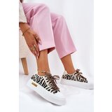 Boto Women's Sneakers On Massive Platform With Decorative Lacing Zebra Black-Beige Zidora | shoptok.hr