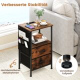 Namještaj Set od 2 komada s punjačem, no ormarić s 2 sklopive ladice od tkanine i 6 komada džepova za pohranu, rustikalno smeđa | shoptok.hr