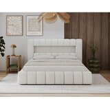 ELTAP Kremno bela oblazinjena zakonska postelja s prostorom za shranjevanje z letvenim dnom 140x200 cm Lamica – | Shoptok.si