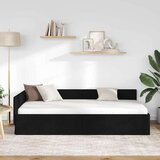 vidaXL Kotna postelja Črna 90 x 200 cm Tkanina in oblikovan les | Shoptok.si