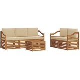  Set vanjskih sofa 6 kom. Prirodna i bež Čvrsto drvo akacije | shoptok.hr