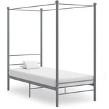 vidaXL Posteljni okvir z ogrodjem za baldahin siv kovinski 90x200 cm, (20647314) | Shoptok.si