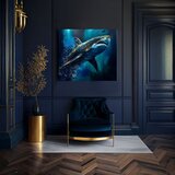 Dekorativna slika na platnu - PREMIUM ART - Shark Force in Dark Water () | Shoptok.si