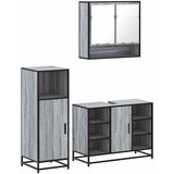 vidaXL 3-dijelni set kupaonskog namještaja siva boja hrasta drveni | shoptok.hr