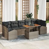 vidaXL Vrtni kavč set Set 8 Siva, Rjava Ratan, Poliester, Steklo Cene