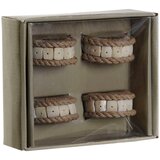  Prstan iz prtička DKD Home Decor Naraven Juta Resin Aluminij 6 x 3 x 6 cm 4 Kosi | Shoptok.si