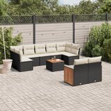  10-dijelni set vrtnih sofa s jastucima crni od poliratana | shoptok.hr