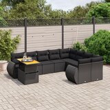vidaXL 10-dijelni set vrtnih sofa s jastucima crni od poliratana | shoptok.hr