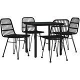  5-dijelni vrtni blagovaonski set od poliratana crni | shoptok.hr