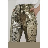 Mona ženske zlatno-maslinasto zelene uske pantalone od brokata 5063501-0 | ePonuda.com