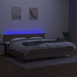  Box spring postelja z vzmetnico LED taupe 200x200 cm blago, (20899561) | Shoptok.si