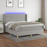 The Living Store Box spring postelja z vzmetnico LED sv. siva 180x200 cm blago - Box Spring Postelja, (21437763) Cene