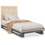  Okvir za krevet s uzglavljem sivi 90x200 cm masivna borovina | Eponuda.com