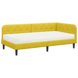 vidaXL Kotna postelja z vzmetnico z vzglavjem Rumena 90 x 190 cm Žamet | Shoptok.si
