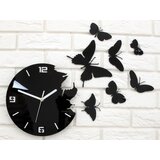 Moderni zidni sat butterflie 3D black (samoleplji satovi za)