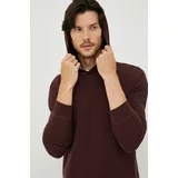 Sisley Pamučni pulover za muškarce, boja: bordo,