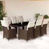 vidaXL 9-dijelni vrtni bistro set od poliratana s jastucima smeđi | shoptok.hr
