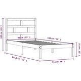  Posteljni okvir bel iz trdnega lesa 90x190 cm 3FT, (20903045) | Shoptok.si