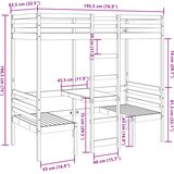  Okvir kreveta na kat sa stolom i stolicama 75x190 cm borovina | shoptok.hr