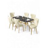 Hanah home Rasklopivi trpezarijski sto i stolice (7 delova) Esla Black Marble Gold Cream | Eponuda.com