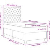vidaXL Box spring krevet s madracem i LED svjetlom Crna 100x200 cm Baršun | shoptok.hr