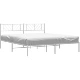  Metalni okvir za krevet s uzglavljem bijeli 193x203 cm | shoptok.hr