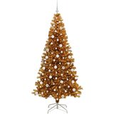 vidaXL Božično drevo med 300 LED z stojalom Zlata 210 cm PET | Shoptok.si