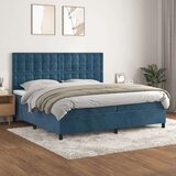  Box spring postelja z vzmetnico temno modra 200x200 cm žamet Cene