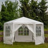  Saska Garden šesterokotna vrtna paviljon 378 × 330 × 260 cm s bočnimi stranicami – bela | Shoptok.si