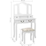 vidaXL Toaletni stolić sa stolcem bijeli 80x69x141 cm drvo paulovnije | shoptok.hr