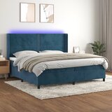 The Living Store Box spring postelja z vzmetnico LED temno modra 200x200cm žamet - Box Spring Postelja, (21491775) Cene