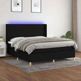 vidaXL Krevet box spring s madracem LED crni 180x200 cm od tkanine | shoptok.hr