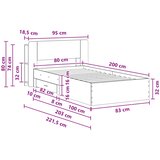  Okvir kreveta s pohranom s uzglavljem Siva Sonoma 80 x 200 cm | shoptok.hr