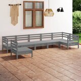 Maison Chic Seti vrtnega pohištva - Vrtna garnitura - Vrtni pohištvo set 7-delna trdna borovina siva, (21806343) | Shoptok.si