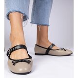 Gemre Dark beige women's ballet flats with a bow Mansy | Shoptok.si