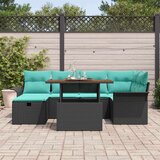  Vrtna sedežna garnitura z blazino 7 pcs Črna poli ratan, (5000155452) | Shoptok.si