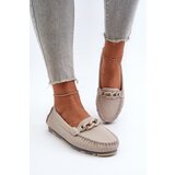 Kesi Women's leather loafers with embellishment, beige S.Barski | Shoptok.si