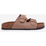 Boto Women's sandals with golden buckles and stitching khaki Lunera | Shoptok.si