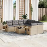 vidaXL 9-dijelni set vrtnih sofa s jastucima bež od poliratana | shoptok.hr