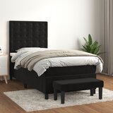 The Living Store Box spring postelja z vzmetnico črn 90x190 cm žamet - Box Spring Postelja, (21438706) Cene